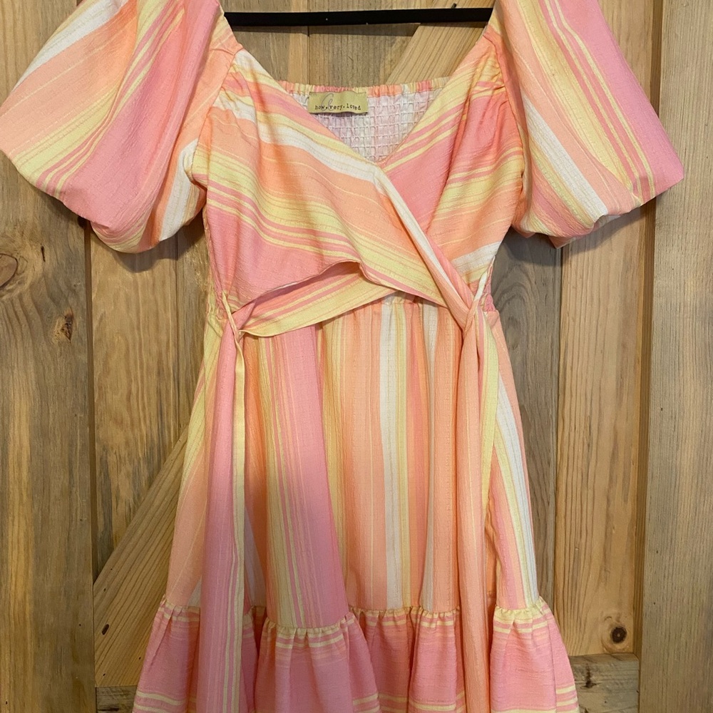 Lizard Thicket Pink and Yellow Striped Mini Dress